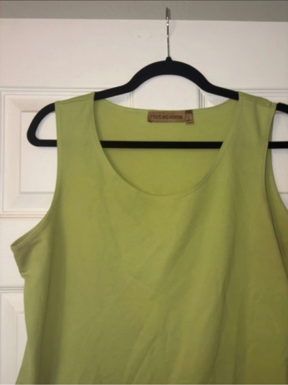 Notations Scoop Neck Tank Top in Lime Green